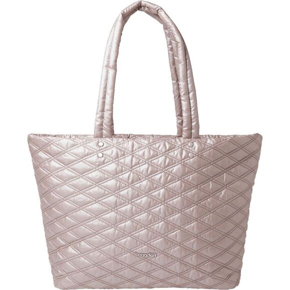 Baggallini Quilted Tote Bag Rose Metallic Nylon Water Resistant Phone Holder NWT - Picture 1 of 3